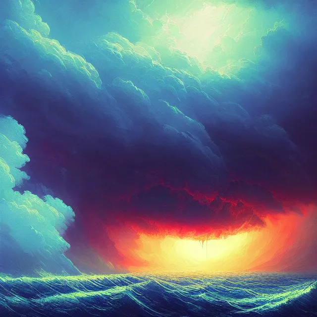 Prompt: the eye of the storm, colorful, sharp and focus, ultra detailed, beautifully lit, astrophotography, in the art style of dan mumford, ivan aivazovsky and marc simonetti
