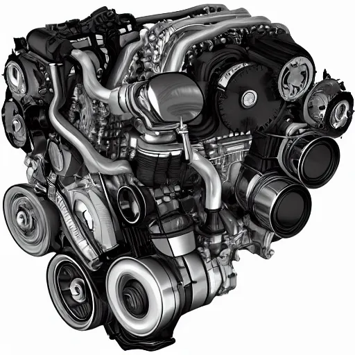Image similar to Anatomy of an Volvo D5 engine, readable anatomy of an Volvo D5 engine, Readable drawing, Realism, clear image,