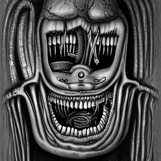 Prompt: the dentist by hr giger