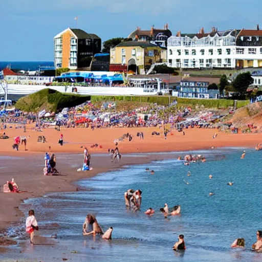 Image similar to photo of paignton seafront with sunbathers