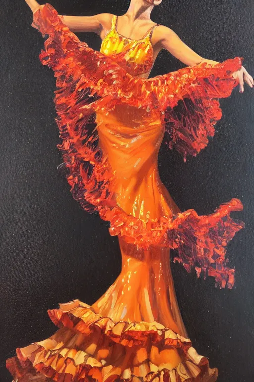 detailed oil painting of spanish flamenco dancer Stable Diffusion