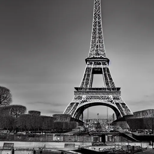 Prompt: a destroyed and deserted eiffel tower