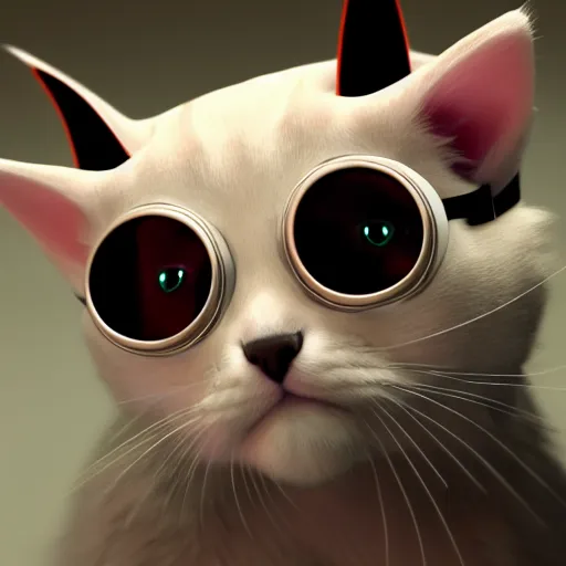 Image similar to crypto trading lyoki kitten from the future, wearing a cool vr headset 8 k hyperrealistic, trending on artstation