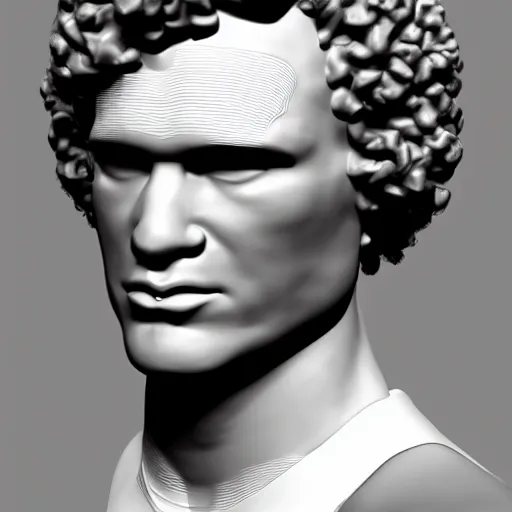 Prompt: 3 d wireframe model of ben askren, close - up, bust