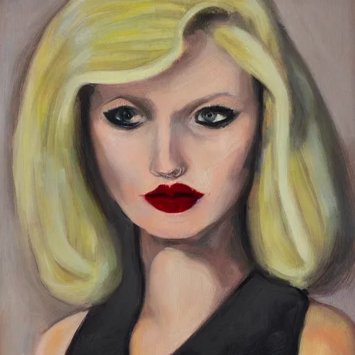 Prompt: portrait of a blonde femme fatale by Glen Orbik, - H 896