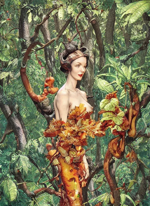 Image similar to lush cashew - nut forest fairy foliage painting carved in amber by chiara bautista and norman rockwell and greg rutkowski weta studio