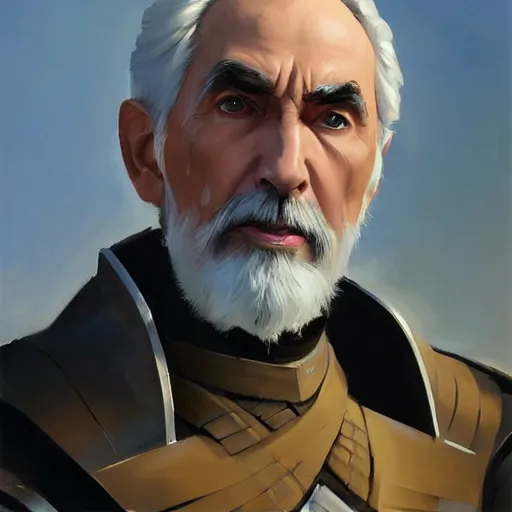 Image similar to greg manchess portrait painting of armored count dooku as overwatch character, medium shot, asymmetrical, profile picture, organic painting, sunny day, matte painting, bold shapes, hard edges, street art, trending on artstation, by huang guangjian and gil elvgren and sachin teng