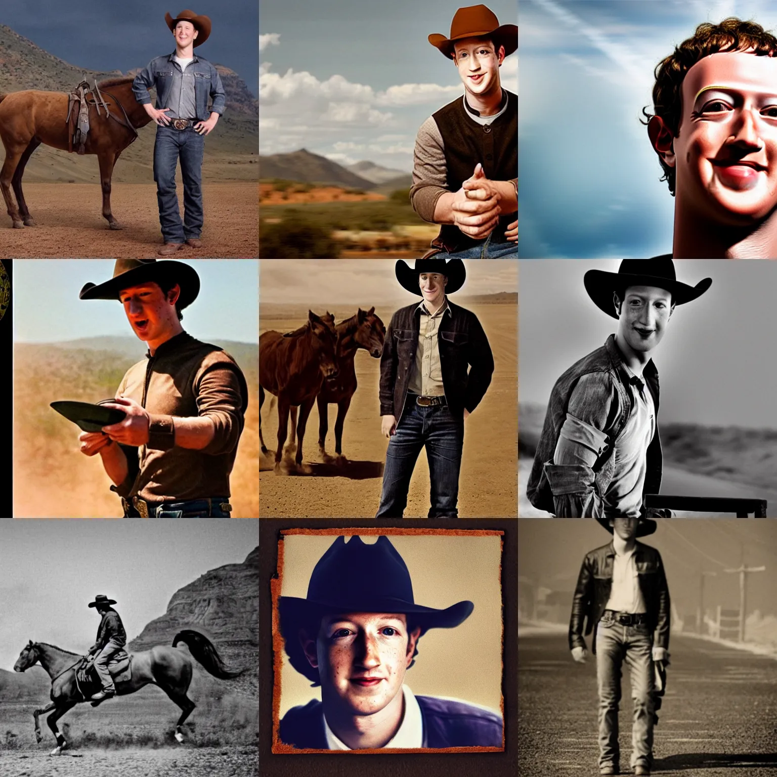 Prompt: mark zuckerberg, fastest cowboy on wild west, documentary photo still from 1600