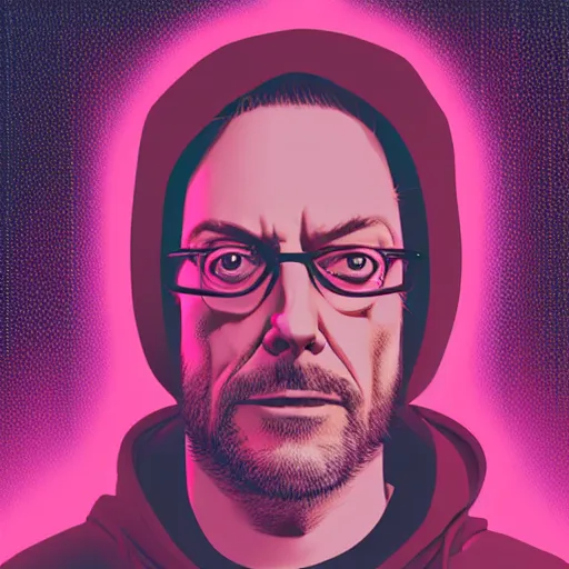 Prompt: vector christopher lloyd in hoodie, portrait, vaporwave, synthwave, neon, vector graphics, cinematic, volumetric lighting, f 8 aperture, cinematic eastman 5 3 8 4 film