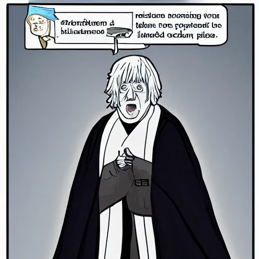 Prompt: A photo of ((Boris Johnson)) as Emperor Palpatine, hooded, cinematic lighting