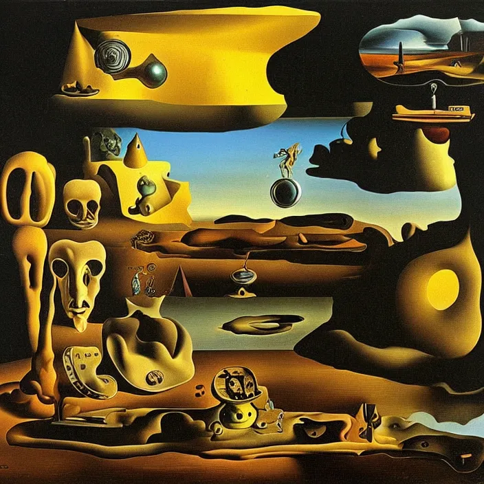Prompt: random objects in a surreal environment by salvador dali