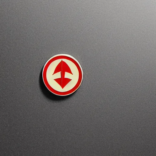 Image similar to a photo of a retro 1 9 6 0 s minimalistic clean fire warning label enamel pin, no text, studio lighting, behance