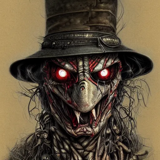 Image similar to surrealism grunge cartoon portrait sketch of Predator, by michael karcz, loony toons style, freddy krueger style, horror theme, detailed, elegant, intricate