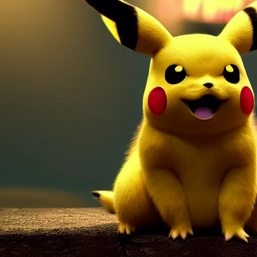Prompt: photography of a realistic pikachu animal, ultra detailed, 8 k, cinematic lighting, natural background, trending on artstation, pokemon