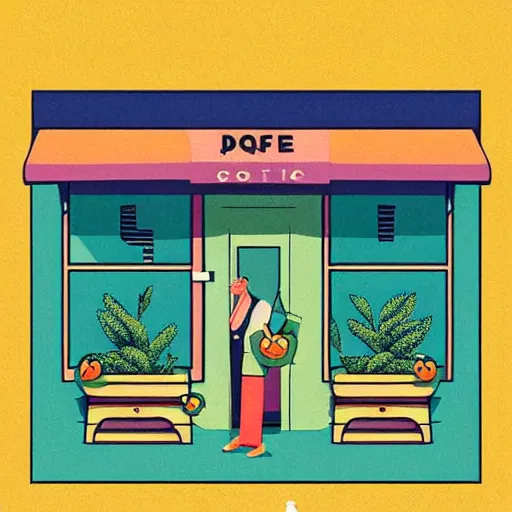 Prompt: isometric cute cartoon illustration style cafe australian, decorated with only two cute cannabis pot plants 🪴 utopian australiana simple frontage, poster, beautiful composition pastel palette by will barnet, digital art, hyperrealistic soft, inked digital, render cartoon by pixar