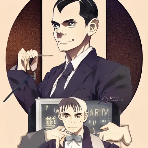 Image similar to portrait of alan turing, anime fantasy illustration by tomoyuki yamasaki, kyoto studio, madhouse, ufotable, trending on artstation