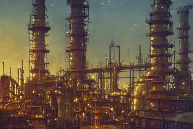 Image similar to refinery basilisk,art by randy vargas,trending on artstation, melty lighting tilt-shift,avant-garde ,award-winning,stuckism ,Toonami ,bokeh ,