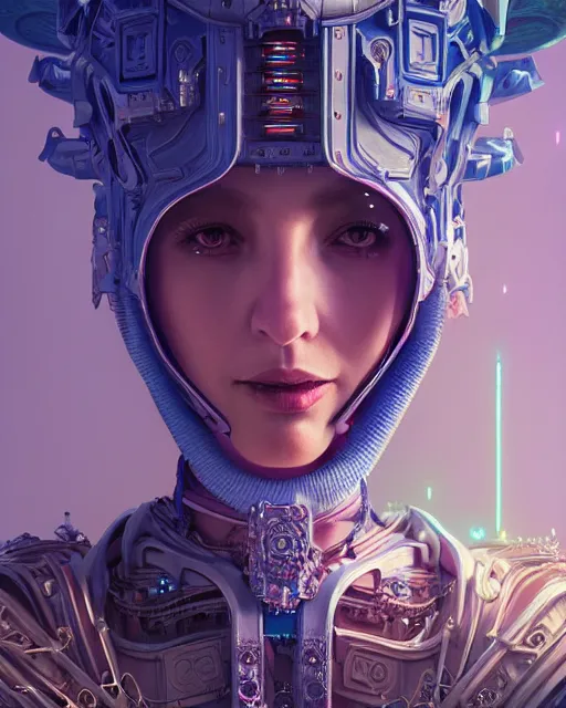 Image similar to highly detailed surreal vfx portrait of a cyberpunk queen in a majestic castle by golden tree, stephen bliss, unreal engine, greg rutkowski, loish, rhads, beeple, makoto shinkai and lois van baarle, ilya kuvshinov, rossdraws, tom bagshaw, alphonse mucha, global illumination, detailed and intricate environment