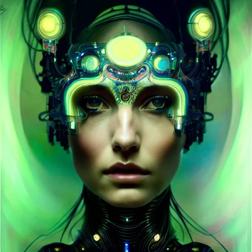 Prompt: extremely psychedelic beautiful cyborg queen of lsd infected by night. intricate, elegant, highly detailed, extremely lifelike photorealistic digital painting, artstation. steichen, gaston bussiere, tom bagshaw, cyberpunk alphonse mucha. elegant minimalism. anatomically correct. sultry. sharp focus. black. surreal lush hallucination