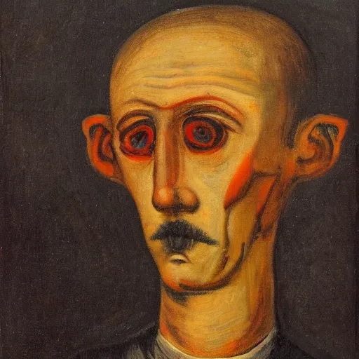 Image similar to portrait of alexander abdulov, with a red eyes, satanic body, head of old man