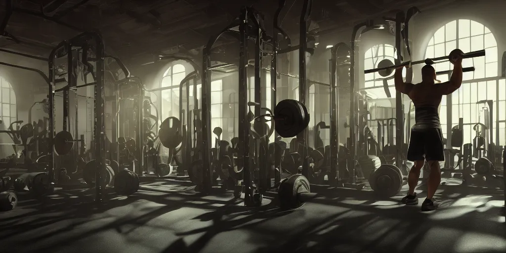 Prompt: lifting in the gym, realistic 4 k octane beautifully detailed render, 4 k post - processing, highly detailed, intricate complexity, epic composition, magical atmosphere, cinematic lighting, masterpiece, ultra hd