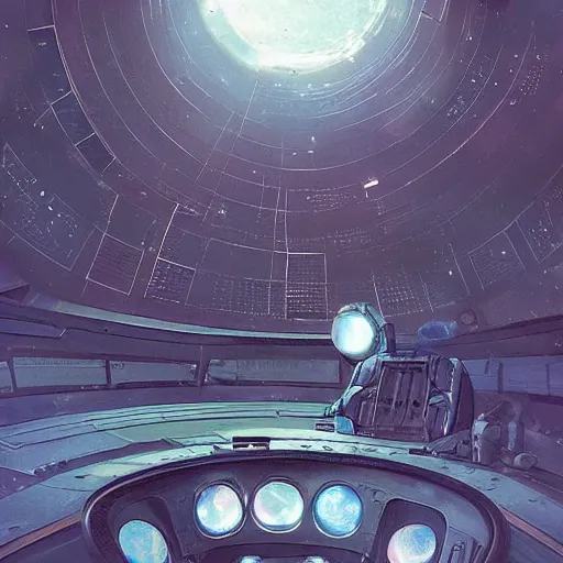 Image similar to in the oxidized futuristic interior of a tin can floating in orbit round the planet looking through the window there is the pale blue dot, the shrinking blue orb. aleksi briclot paul chadeisson marc simonetti pablo carpio raphael lacoste hitchhiker's guide to the galaxy