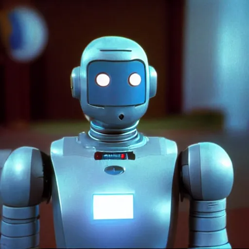 Image similar to ! film still of the 1 9 9 9 movie'robot invaders from planet glibglore '. sigma 8 5 mm f / 1. 4