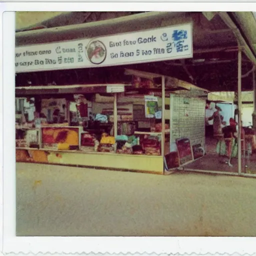 Image similar to a polaroid photo of a hawker centre