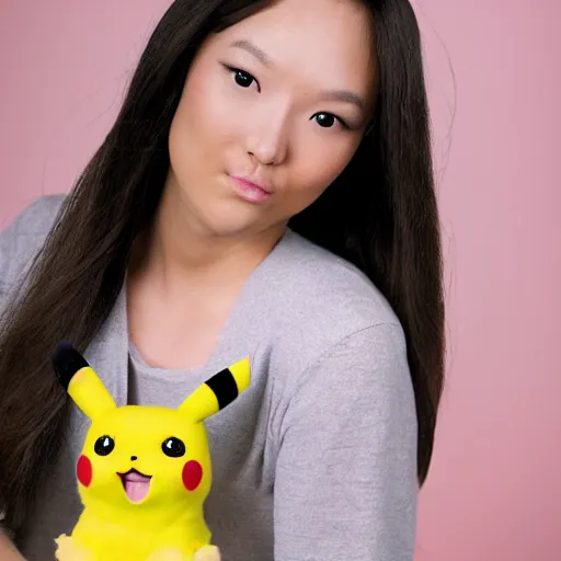 Image similar to model pikachu cute pikachu at a model photoshoot studio lighting by annie leibovitz