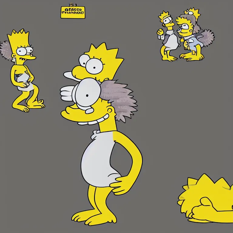 Image similar to an opossum as a simpsons character