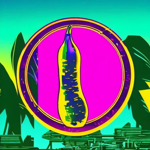Prompt: logo of a banana, synthwave styled