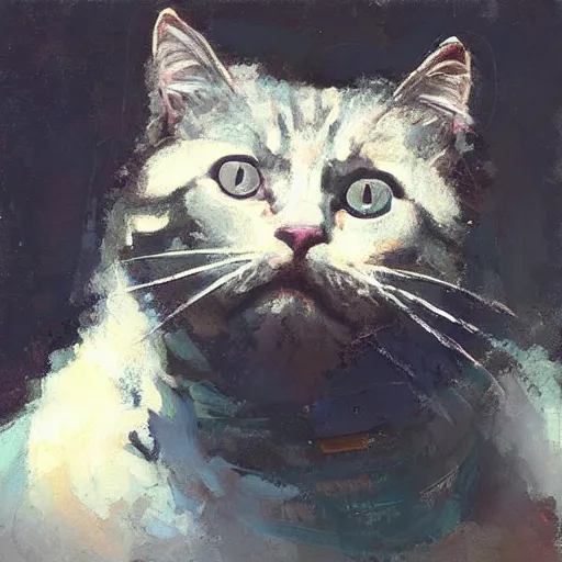 Image similar to nick offerman as a cat, jeremy mann painting