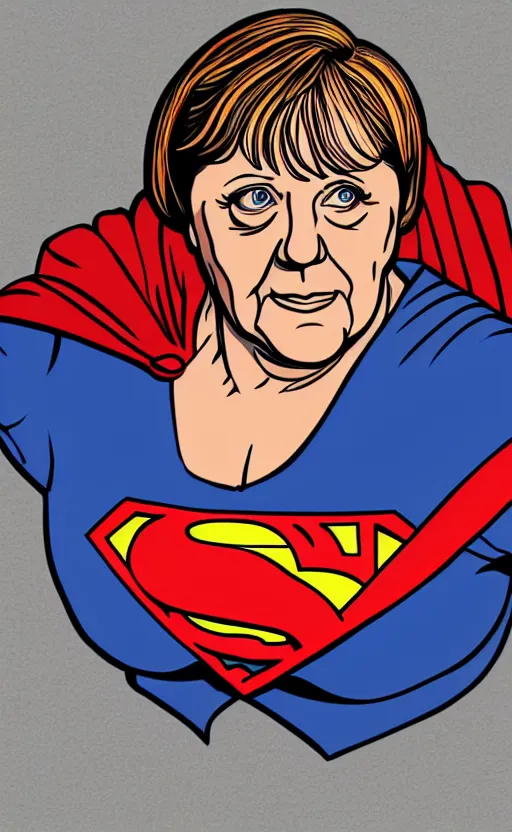 Image similar to illustration of angela merkel as superwoman by katsuhiro