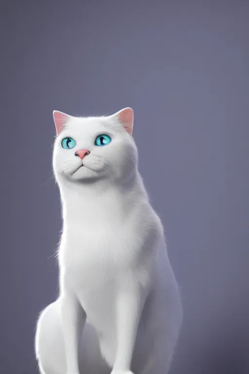 Image similar to a white cat with blue eyes wearing a red formal overcoat, hyperrealistic, concept art, octane render, unreal engine 5, realistic and defined face, profile picture, digital art, pixar and disney style, symmetrical, high quality, highly detailed, high coherence, path traced, house background, low contrast, beautiful