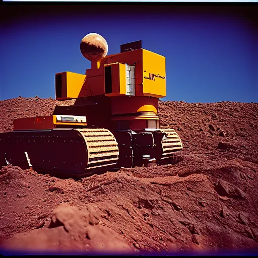 Prompt: advanced machinery terraforming Jupiter, kodachrome, in style of Bill Bernstein, 35mm, graflex, color film photography,