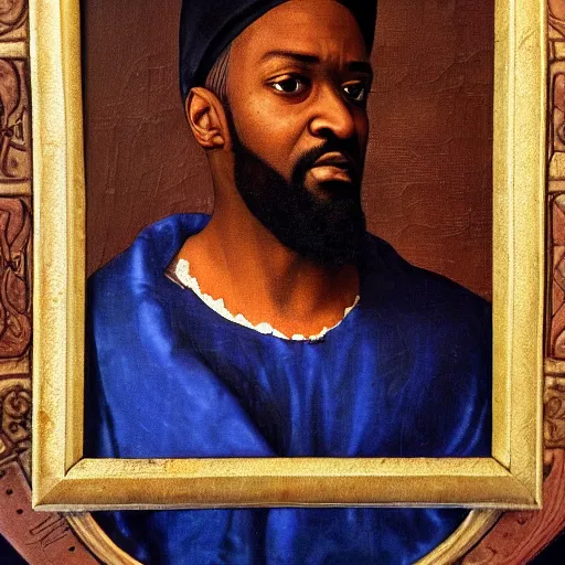 Image similar to a renaissance style portrait painting of Ghostface
