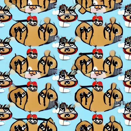 Prompt: pattern made of several repeating cats wearing sunglasses. cartoon. cute.
