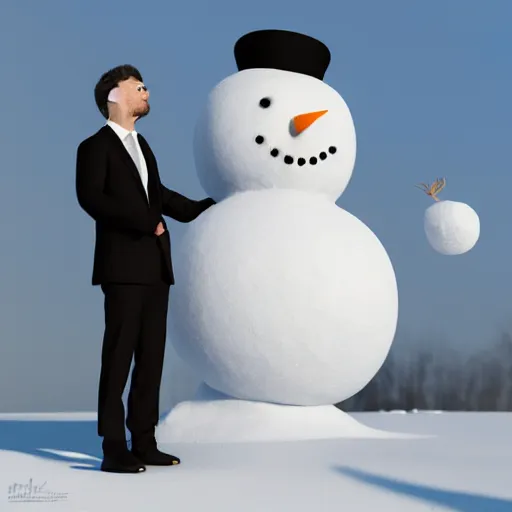 Premium AI Image  A realistic snowman builder set apart against a