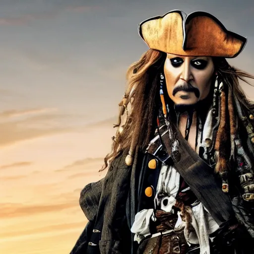 Image similar to still of Elizabeth Berkley as Captain Sparrow in Pirates of the Caribbean remake 2029