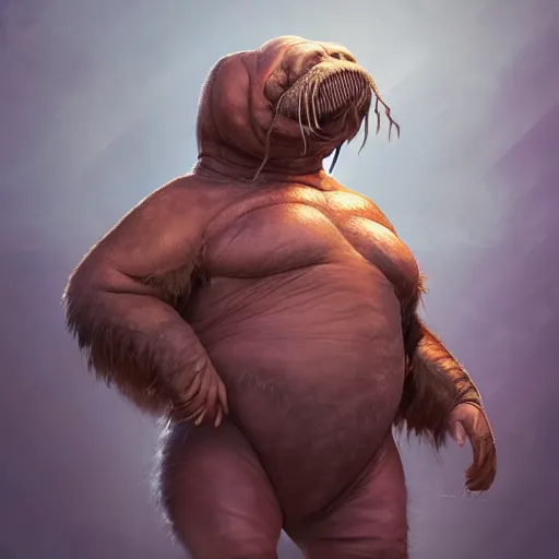 Image similar to DND humanoid walrus, made by Stanley Artgerm Lau, WLOP, Rossdraws, ArtStation, CGSociety, concept art, cgsociety, octane render, trending on artstation, artstationHD, artstationHQ, unreal engine, 4k, 8k,