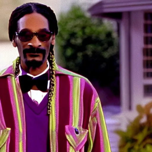 Prompt: a tv still of Snoop Dogg starring as Carlton Banks in The Fresh Prince of Bel-Air (1990)