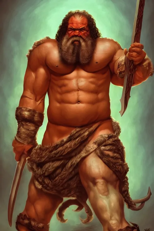 Prompt: character portrait of buff barbarian karl marx with a tattoo of a third eye on the forehead, dungeons and dragons cover artwork, dynamic composition, dramatic lighting, trending on artstation, award winning art, stylized painting by leonardo da vinci, wayne barlowe, richard corben, concept art, 4 k, 8 k, gold and teal color scheme