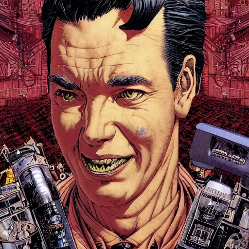 Prompt: portrait of crazy peter venkman, symmetrical, by yoichi hatakenaka, masamune shirow, josan gonzales and dan mumford, ayami kojima, takato yamamoto, barclay shaw, karol bak, yukito kishiro