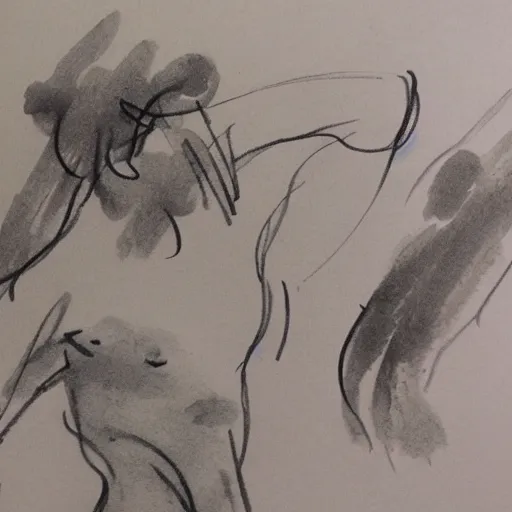 Image similar to ink water wash gesture drawing by an old master