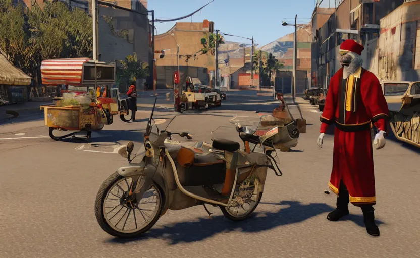 Image similar to Sinterklaas in GTA V, unreal engine, 8K, gameplay