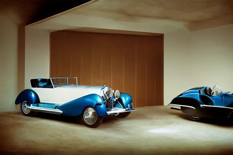 Prompt: duesenberg model sj concept, inside of a minimalist Tokyo garage, ektachrome photograph, volumetric lighting, f8 aperture, cinematic Eastman 5384 film