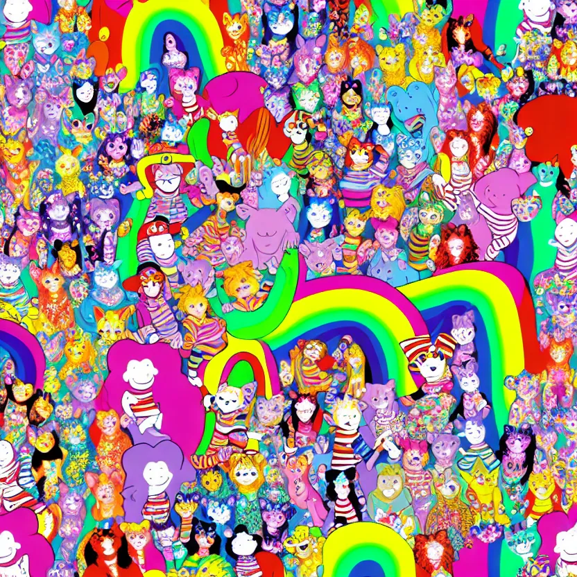 Prompt: wheres waldo, lisa frank style