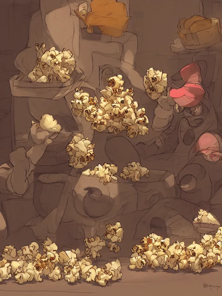 Image similar to popcorn by disney concept artists, blunt borders, rule of thirds