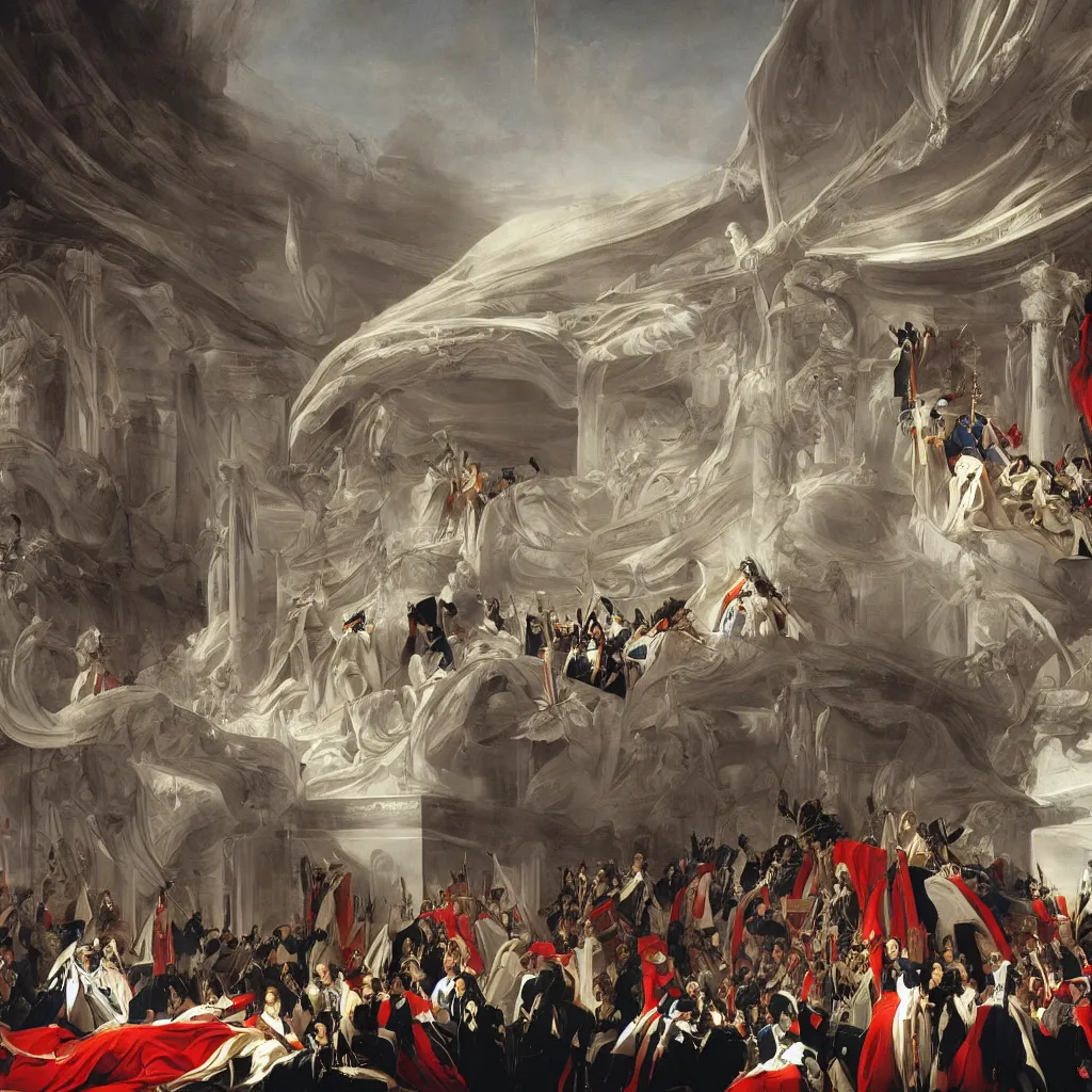 Image similar to sci fi car zaha hadid 20% of canvas and wall structure in the coronation of napoleon painting by Jacques-Louis David search pinterest keyshot product render ultra high detail ultra realism 4k in plastic dark tilt shift