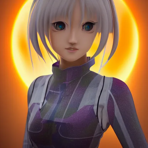 Prompt: android girl yukari yuzuki eclipse made by Kuroyu , 3d lighting , rendered , digital art , devantart